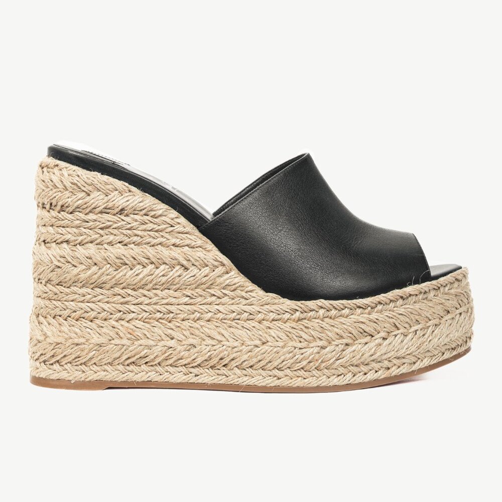 Christian Louboutin Ariella Zeppa Black Leather Espadrille Sandals